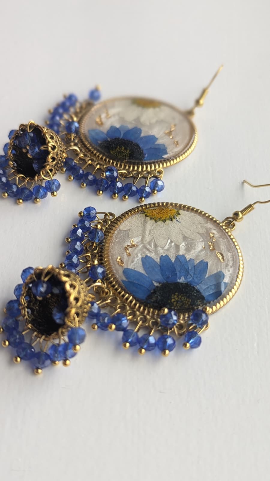 Dreamy Floral White Jhumkas in Gold