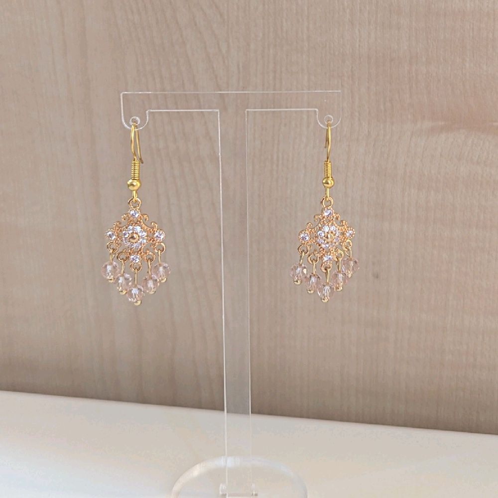 Hand made Dainty Pink Desi Earrings - Gold Plated