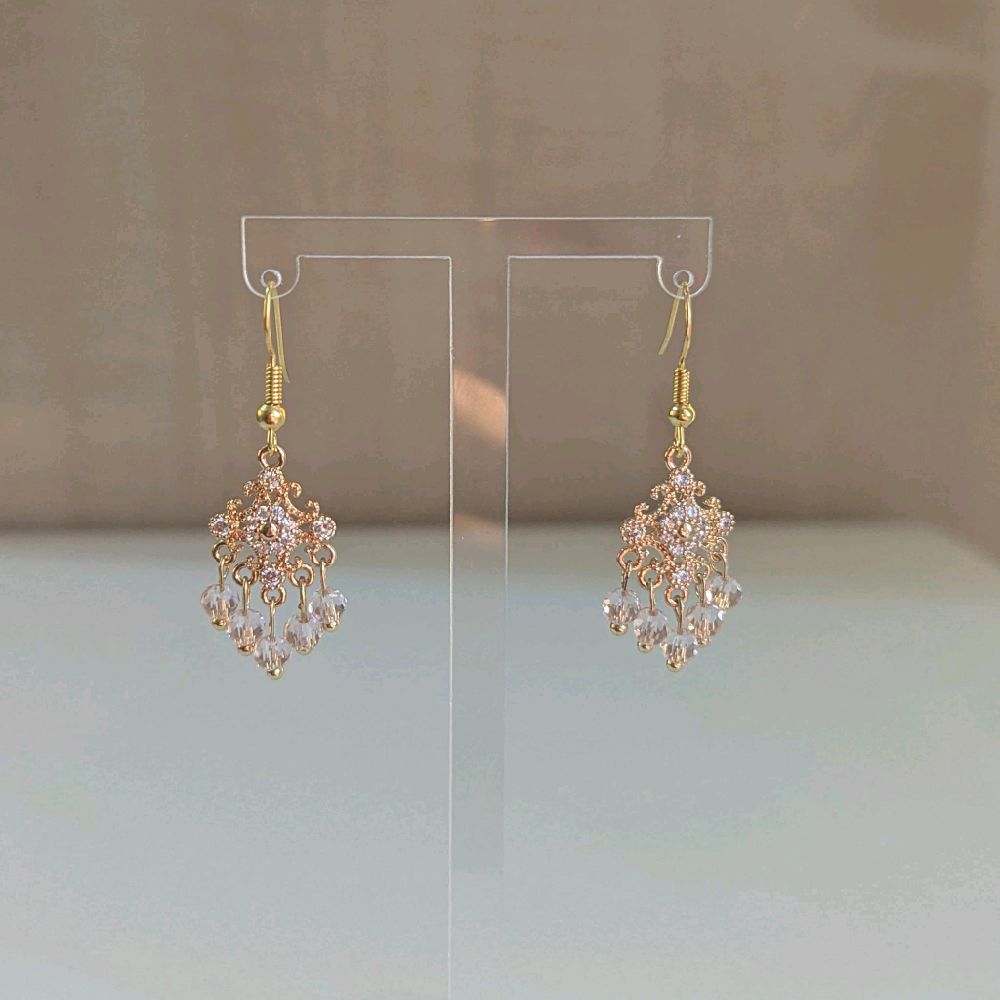 Hand made Dainty Pink Desi Earrings - Gold Plated