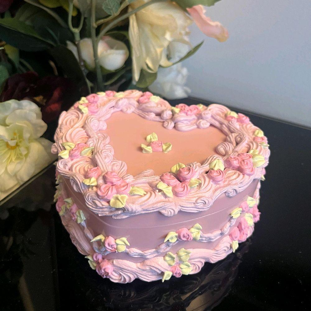 Handmade Pink and Purple Jewelry Box with Mirror for Earrings, Rings, and Necklaces - Heart Jewelry Storage Box