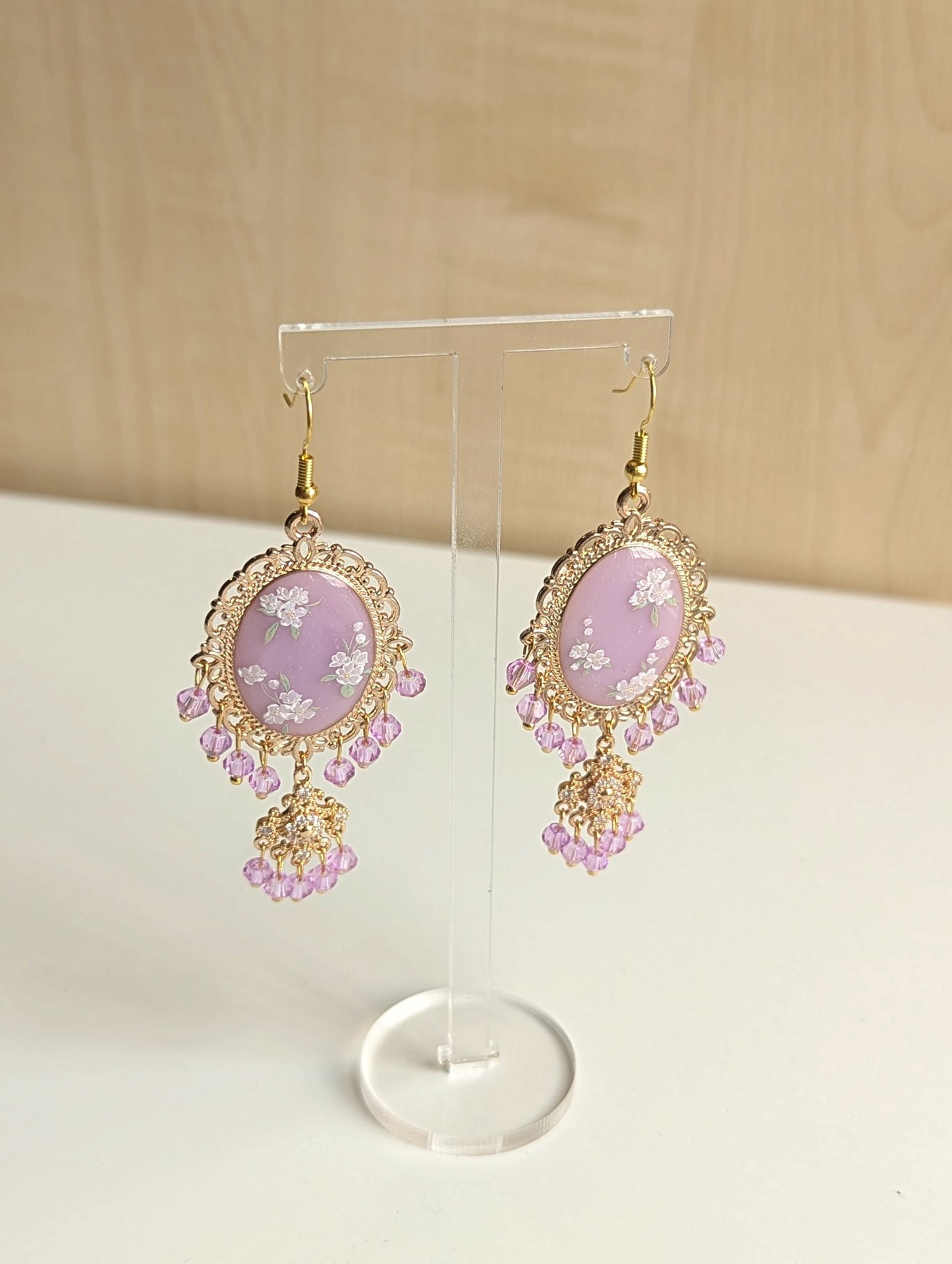 Purple Dainty Drop Resin Jhumka Earring