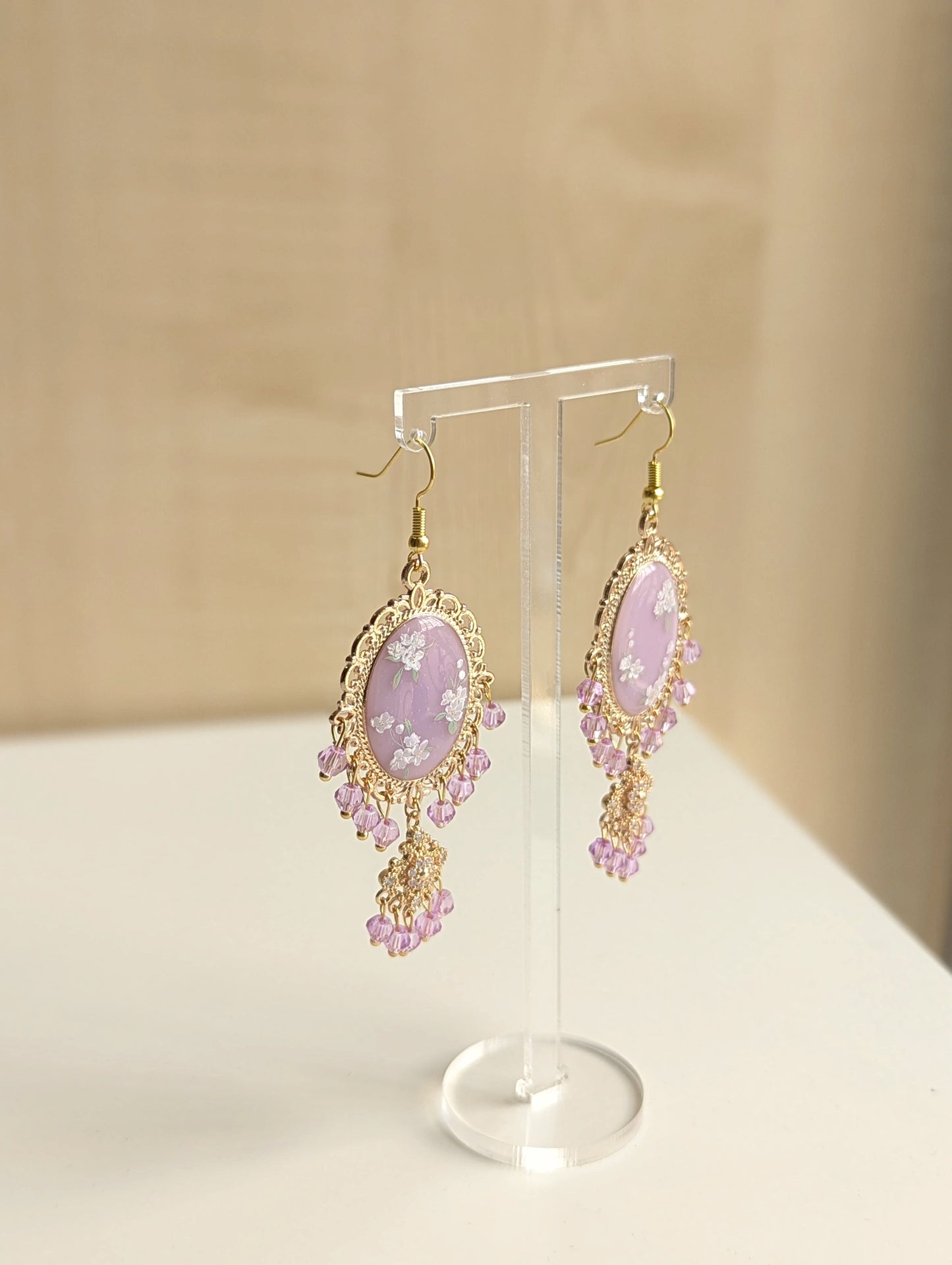Purple Dainty Drop Resin Jhumka Earring