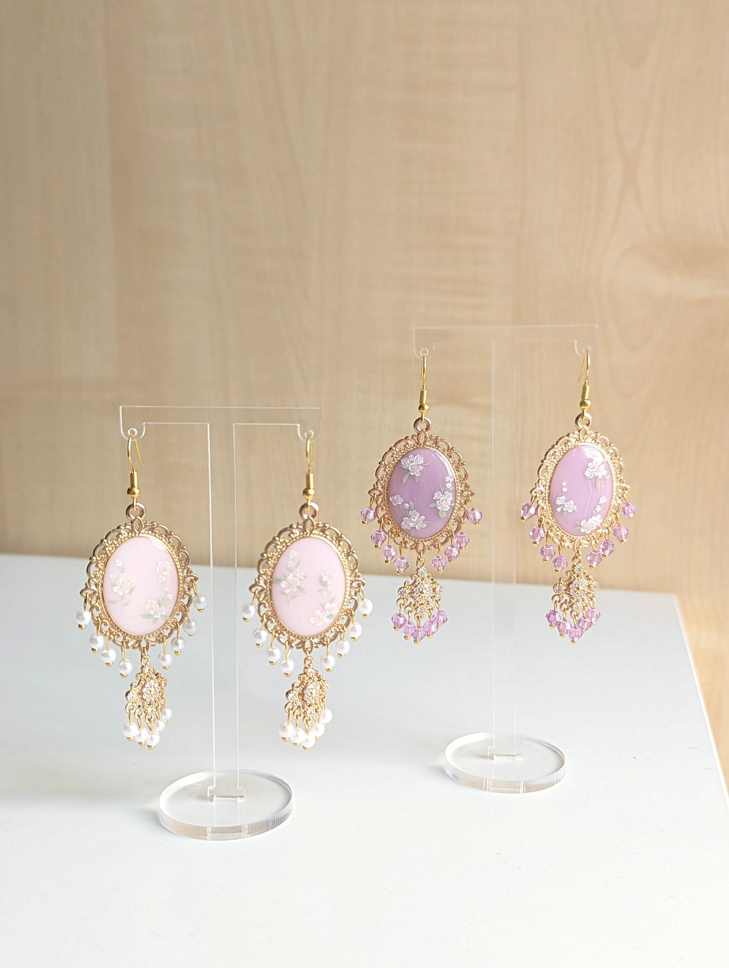 Pink Dainty Drop Resin Jhumka Earring