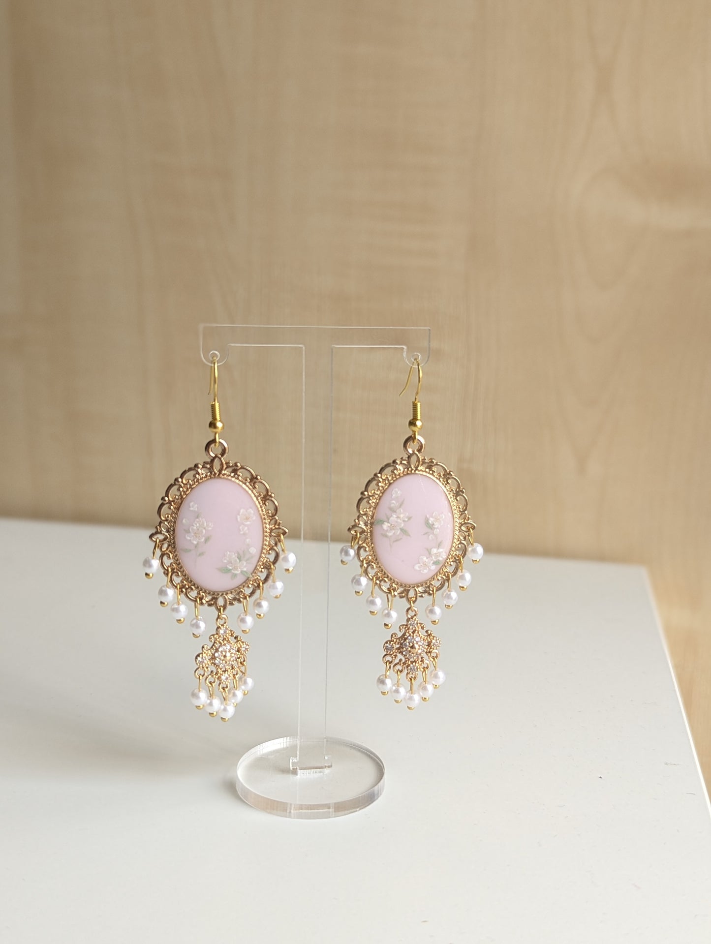 Pink Dainty Drop Resin Jhumka Earring