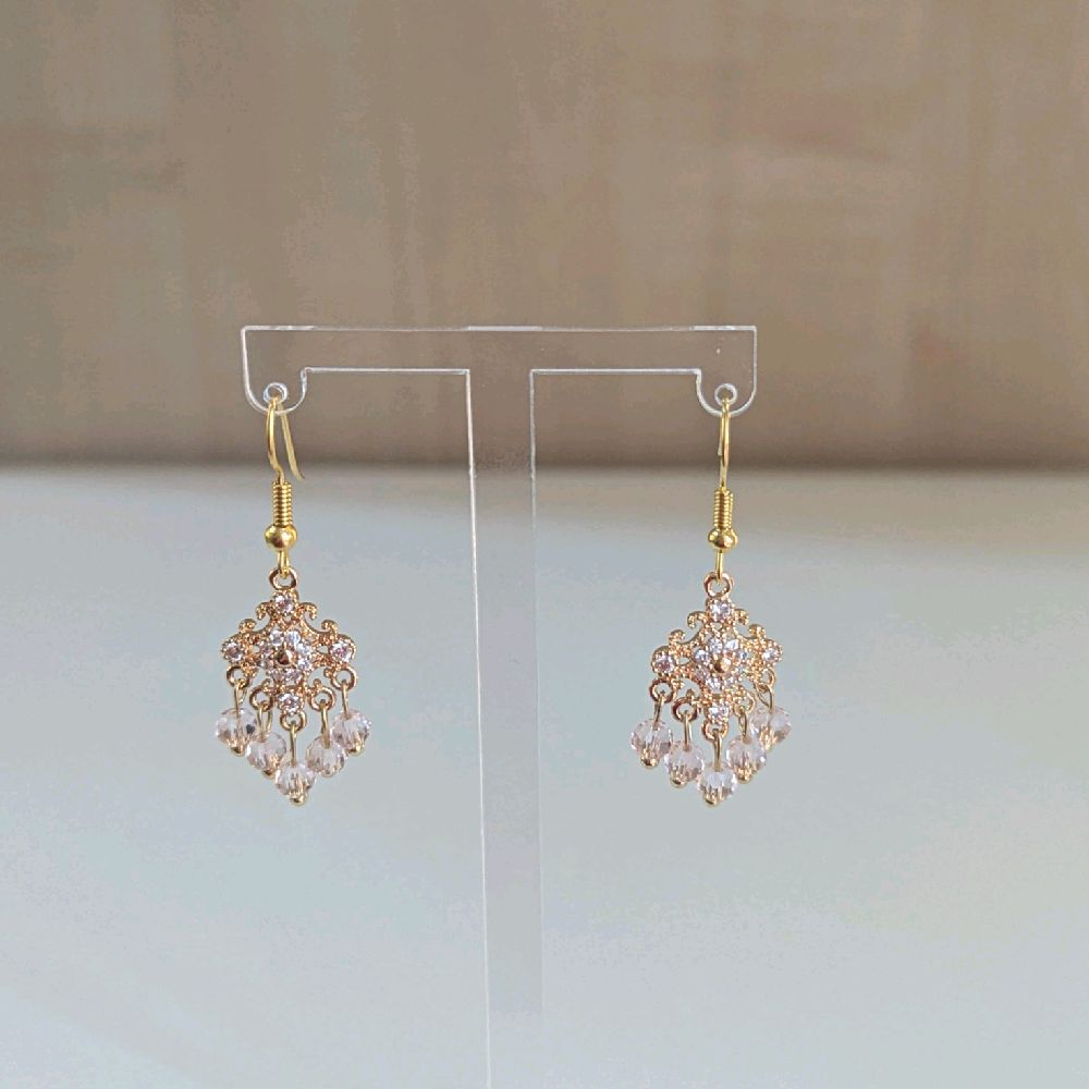 Hand made Dainty Pink Desi Earrings - Gold Plated