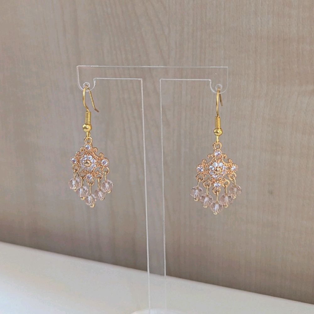 Hand made Dainty Pink Desi Earrings - Gold Plated