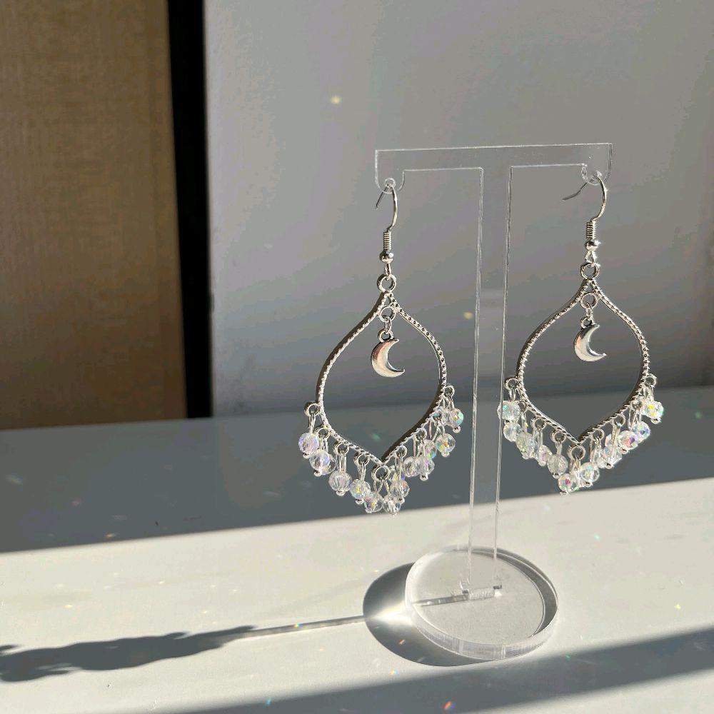 Silver Moonlight White Crystal Earrings