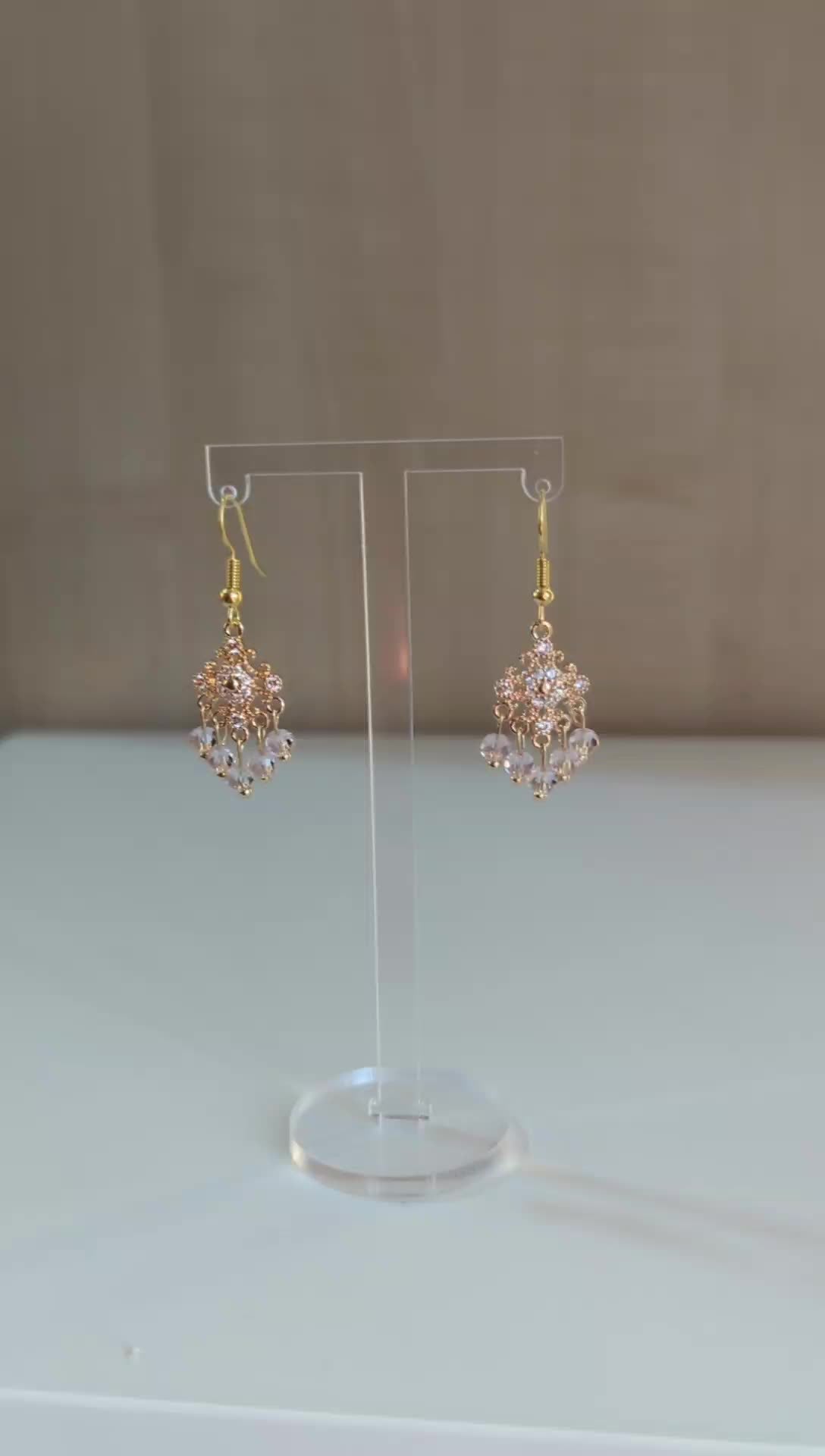 Hand made Dainty Pink Desi Earrings - Gold Plated