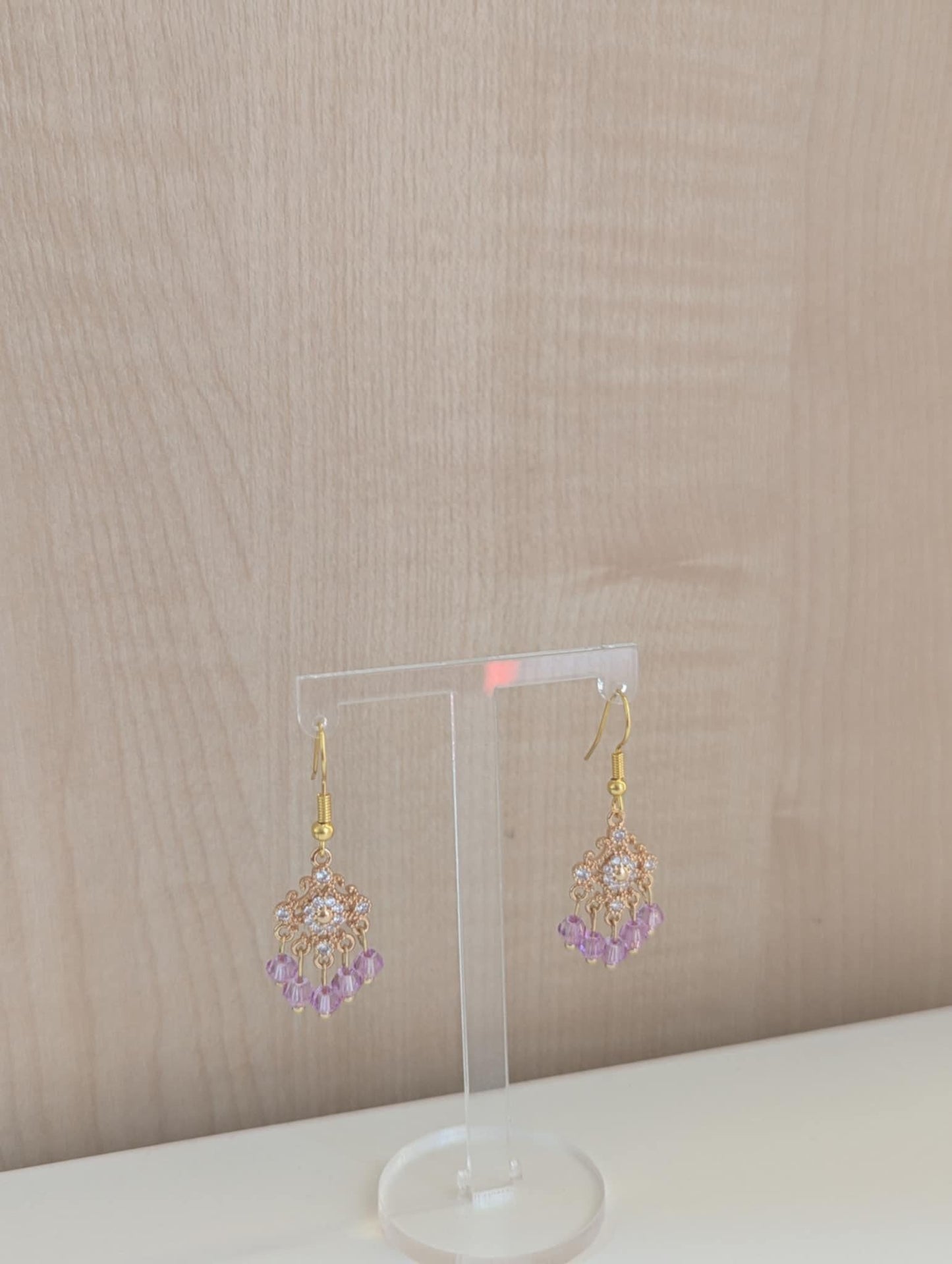 Dainty Purple Earrings in Gold