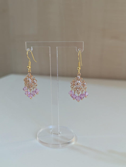 Dainty Purple Earrings in Gold