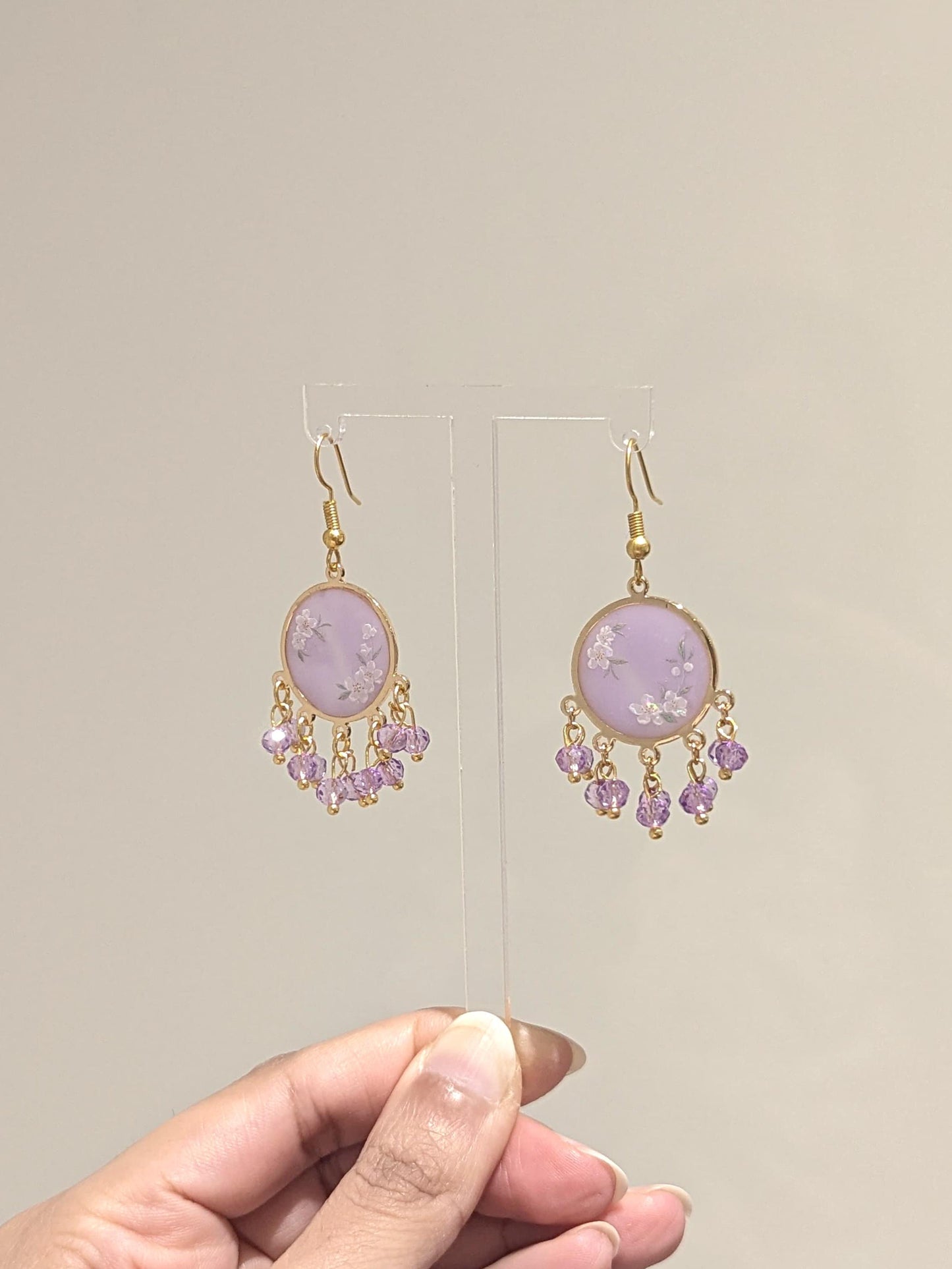 Purple Dainty Floral Earrings