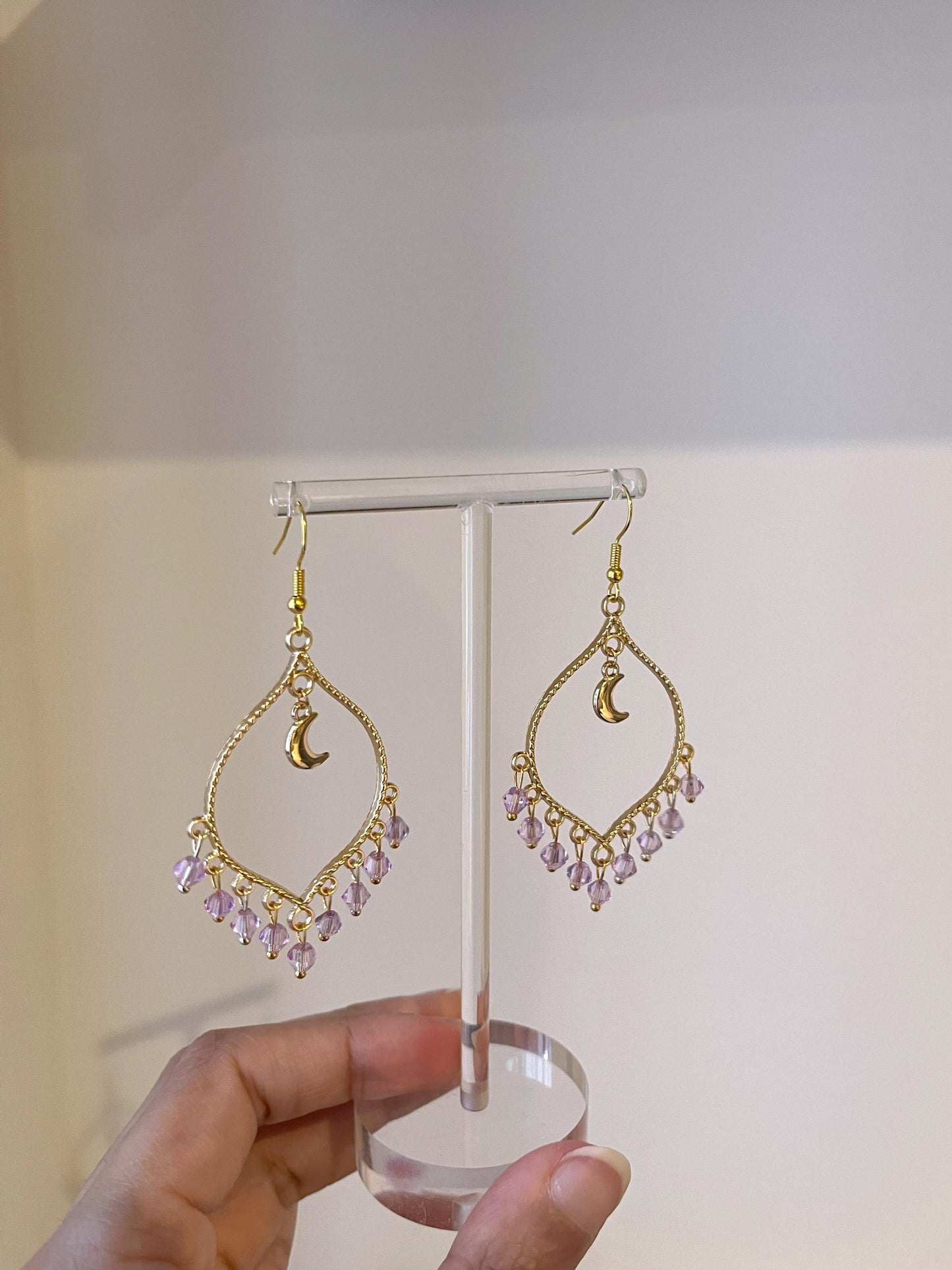 Purple Moonlight Earrings in Gold
