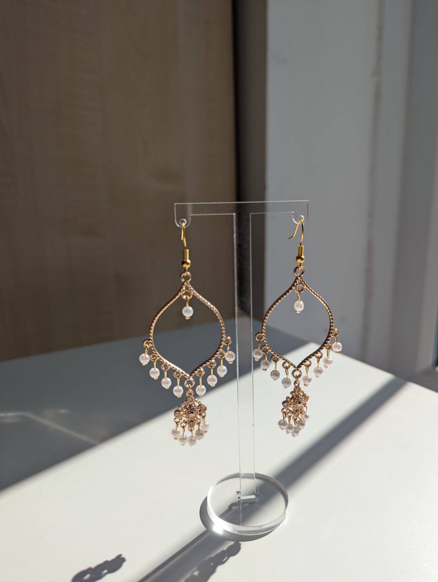 White Pearl Dainty Drop Earrings