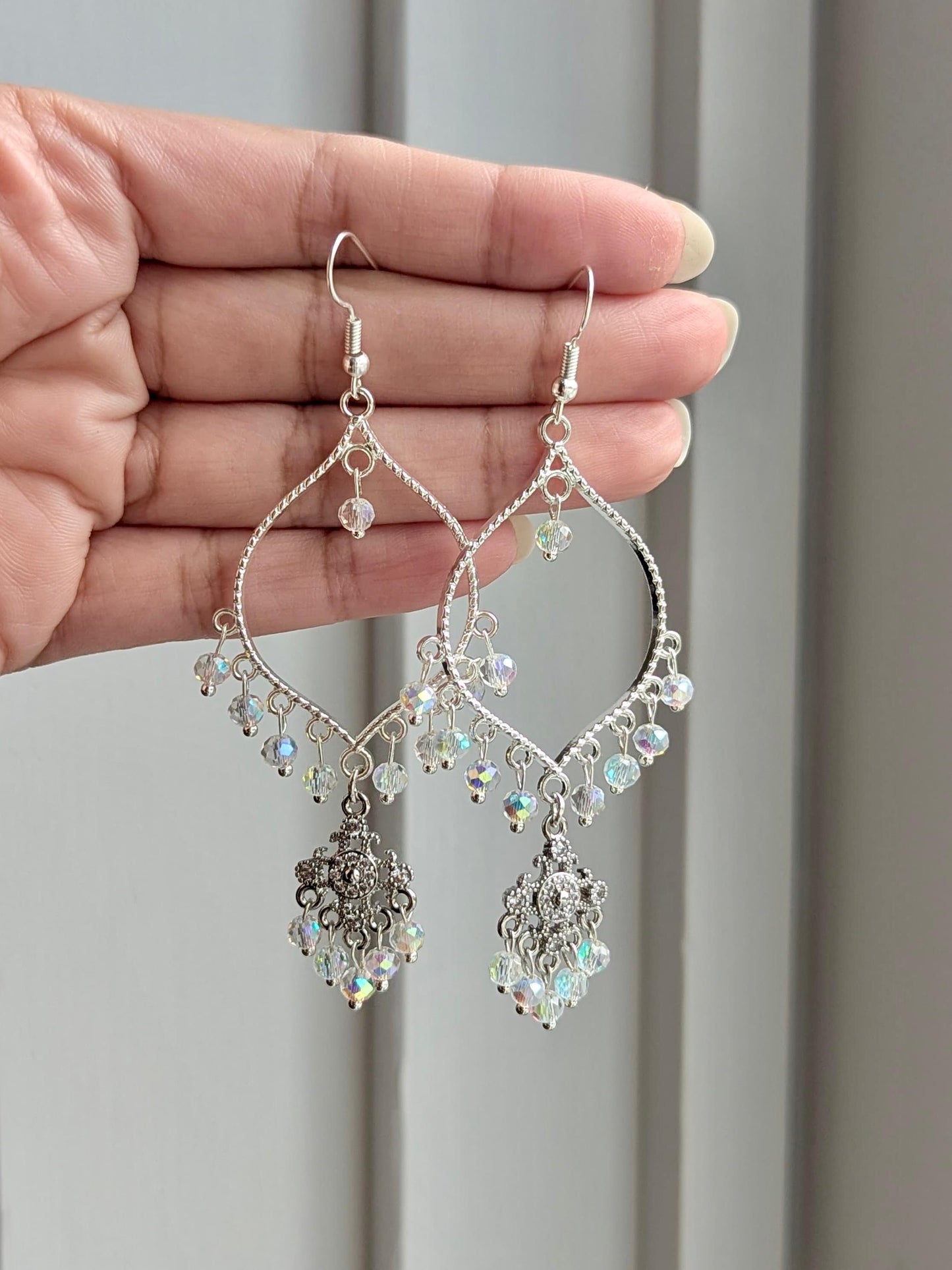 All Silver Dainty Drop Earrings