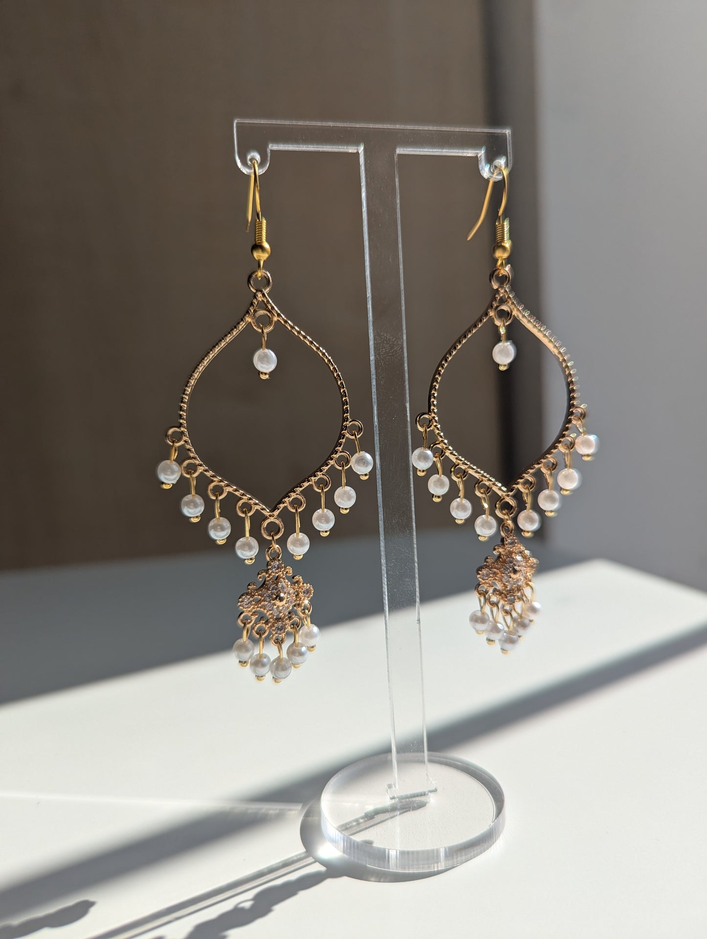 White Pearl Dainty Drop Earrings