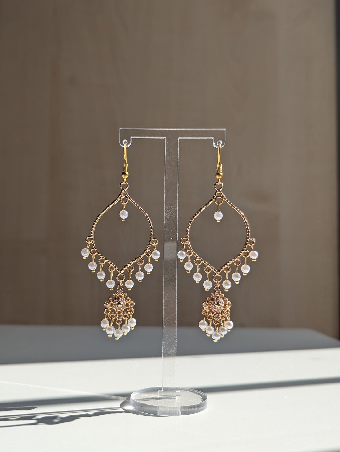 White Pearl Dainty Drop Earrings