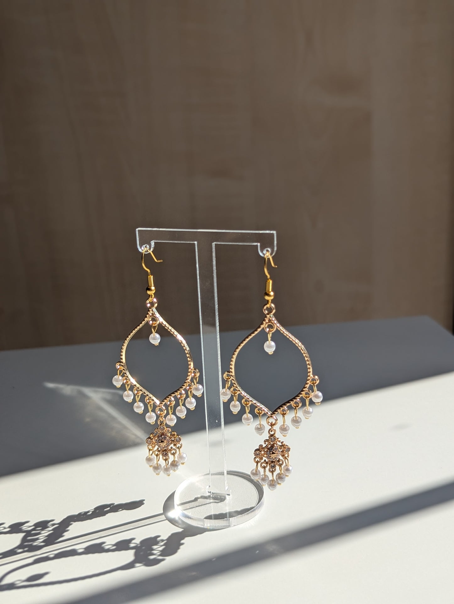 White Pearl Dainty Drop Earrings