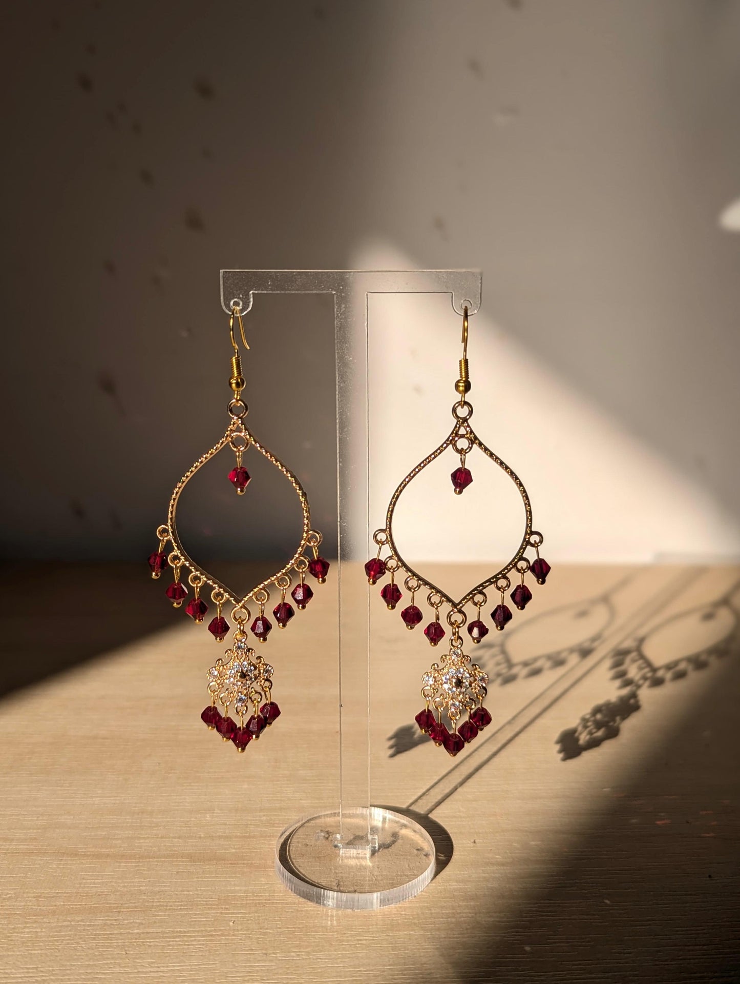 Maroon Dainty Drop Jhumka Earrings