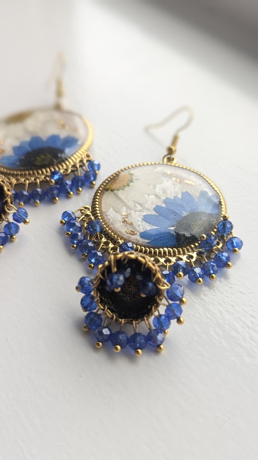 Dreamy Floral White Jhumkas in Gold
