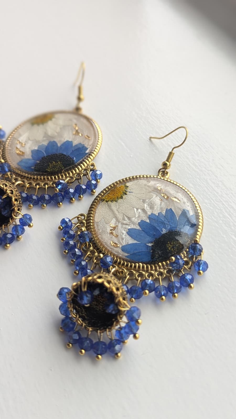 Dreamy Floral White Jhumkas in Gold