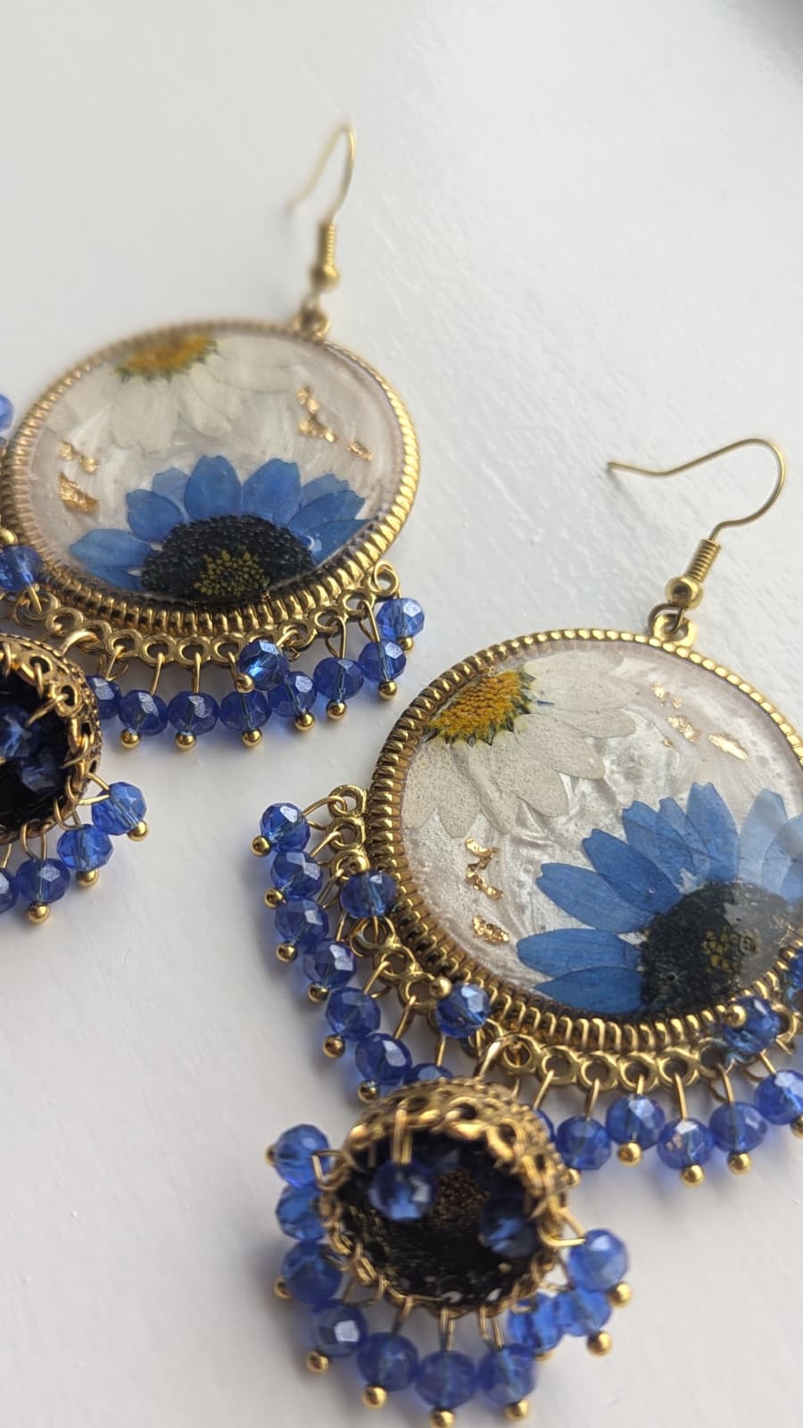 Dreamy Floral White Jhumkas in Gold