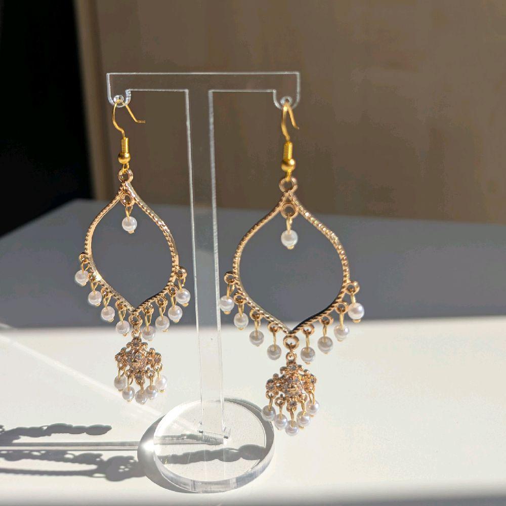Hand made dainty pearl drop Jhumka earrings for women - gold plated - tarnish free