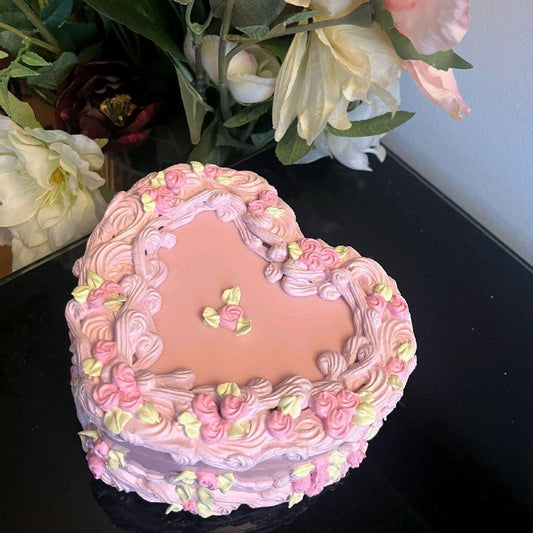 Handmade Pink and Purple Jewelry Box with Mirror for Earrings, Rings, and Necklaces -  Heart Jewelry Storage Box