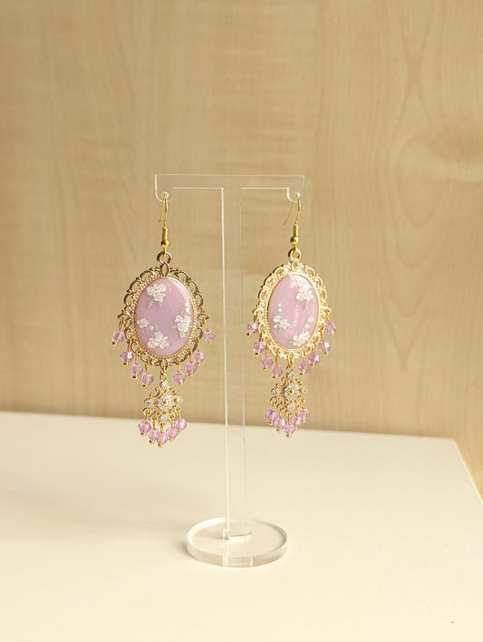 Purple Dainty Drop Resin Jhumka Earring