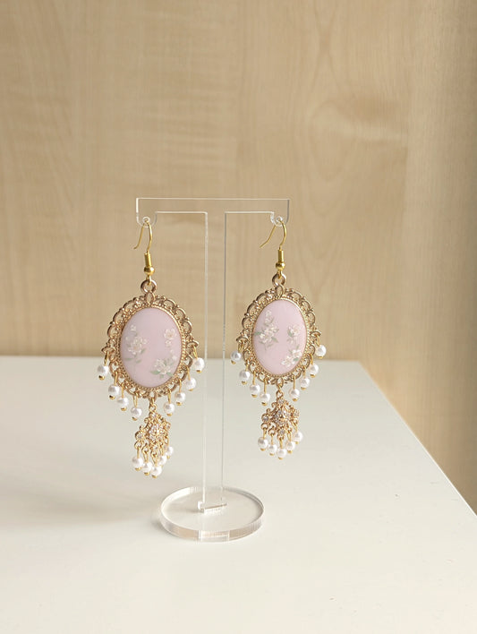 Pink Dainty Drop Resin Jhumka Earring