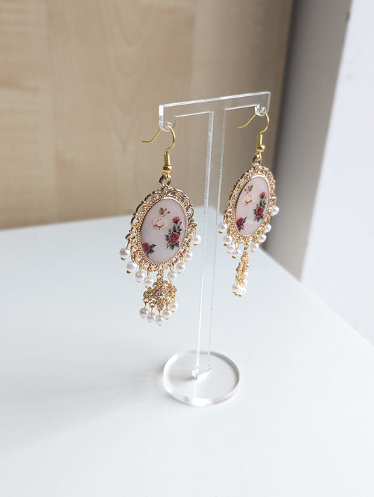 White Dainty Drop Jhumka Earrings