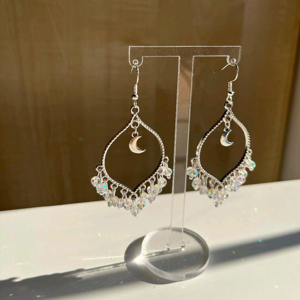 Silver Moonlight White Crystal Earrings