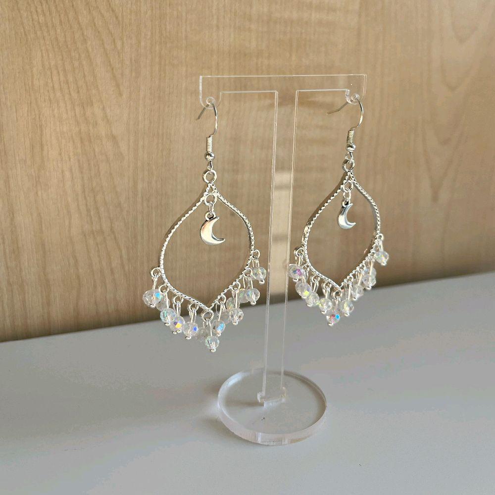 Silver Moonlight White Crystal Earrings