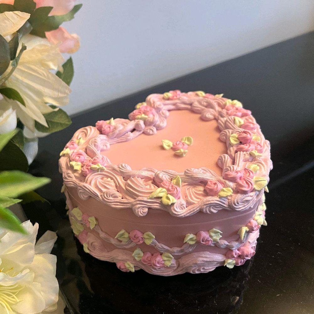 Handmade Pink and Purple Jewelry Box with Mirror for Earrings, Rings, and Necklaces -  Heart Jewelry Storage Box