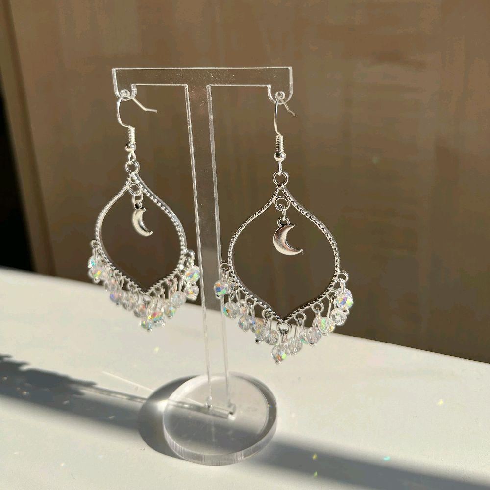 Silver Moonlight White Crystal Earrings