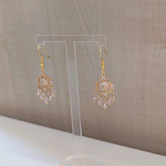 Handmade dainty Pink Jhumka Earrings for Women - Gold Plated - Tarnish Free