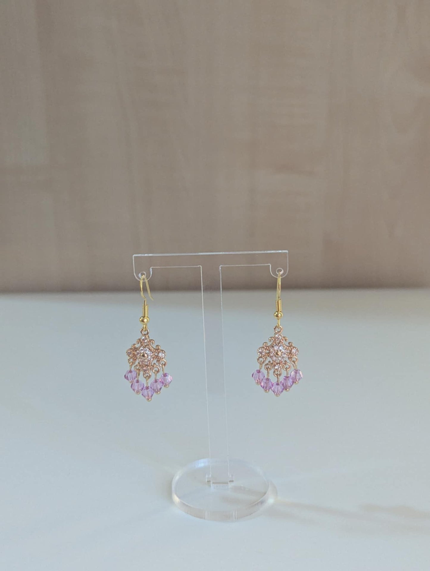 Dainty Purple Earrings in Gold