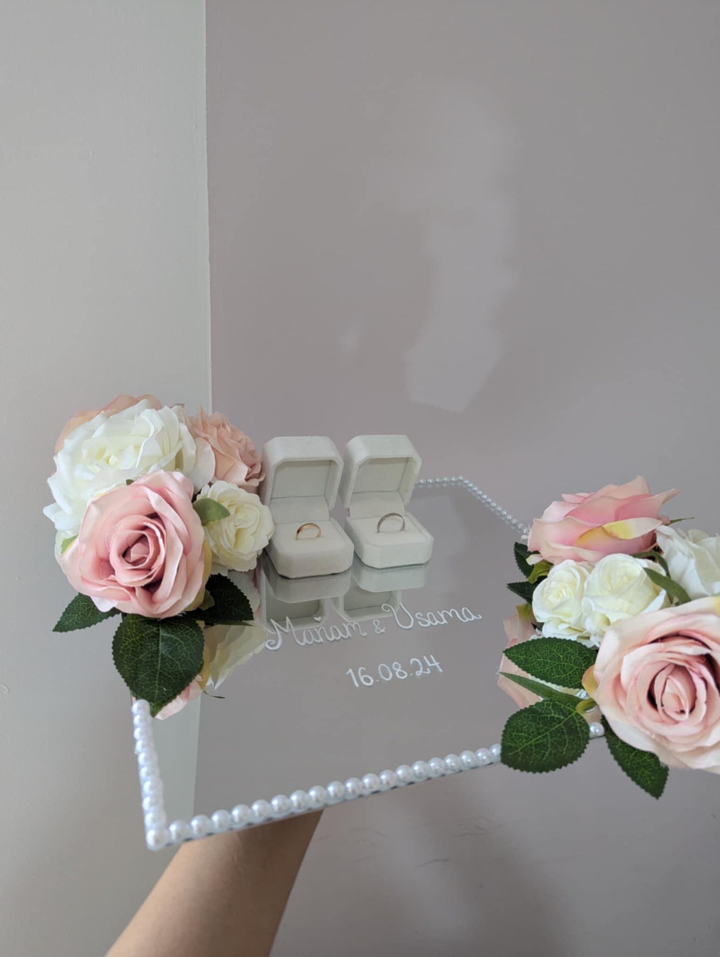 Custom Wedding or Engagement Ring Plate - Personalized Ring Tray for Bride and Groom