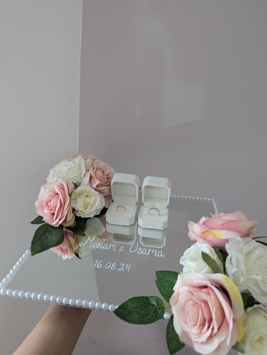 Custom Wedding or Engagement Ring Plate - Personalized Ring Tray for Bride and Groom
