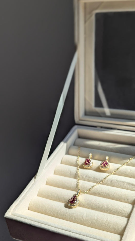 Custom Flower Earrings and Necklace set