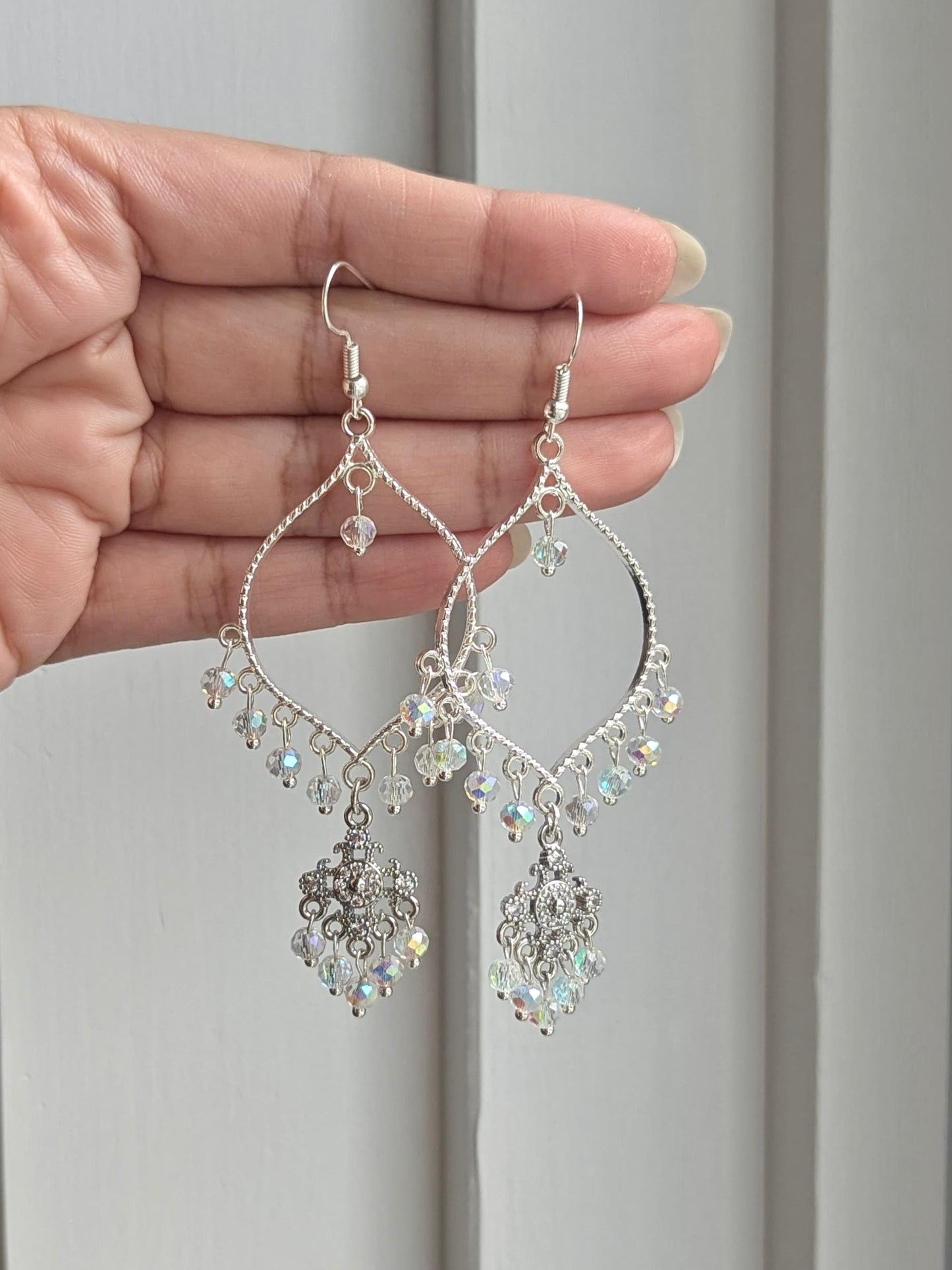 All Silver Dainty Drop Earrings