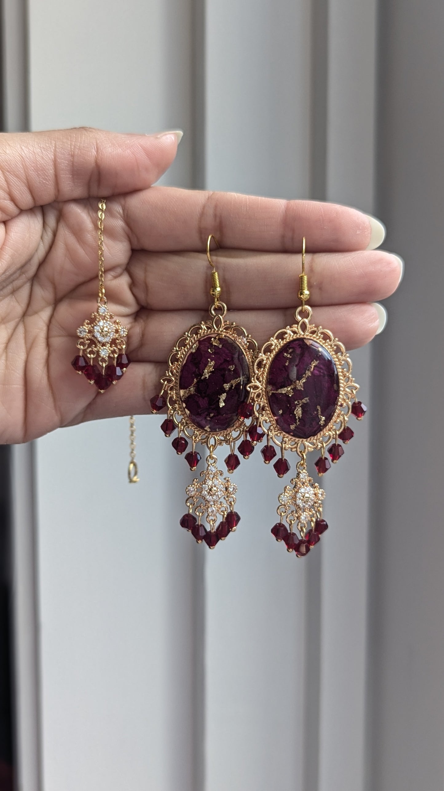 Custom Flower Dainty Earrings with Tikka