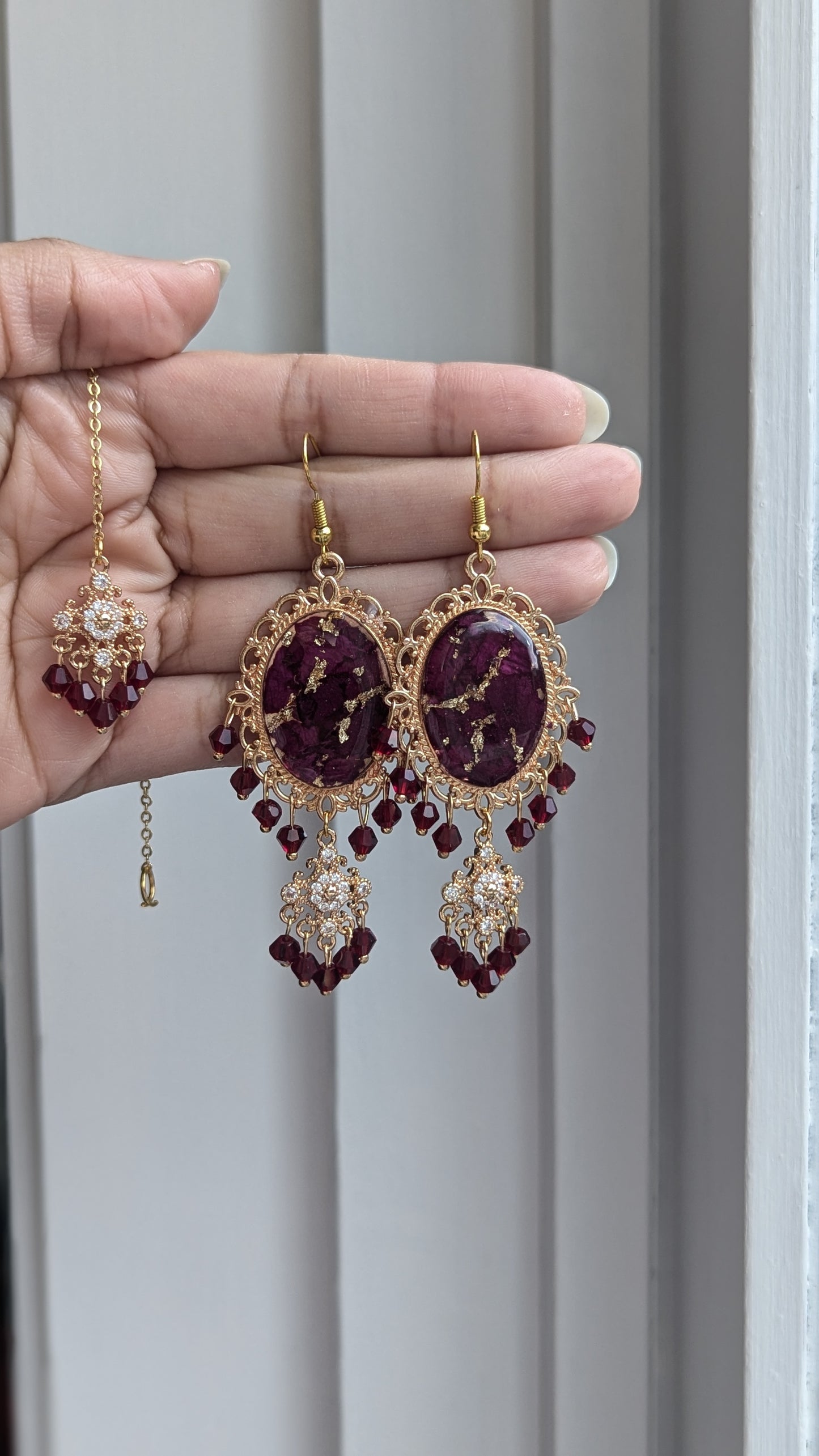 Custom Flower Dainty Earrings with Tikka