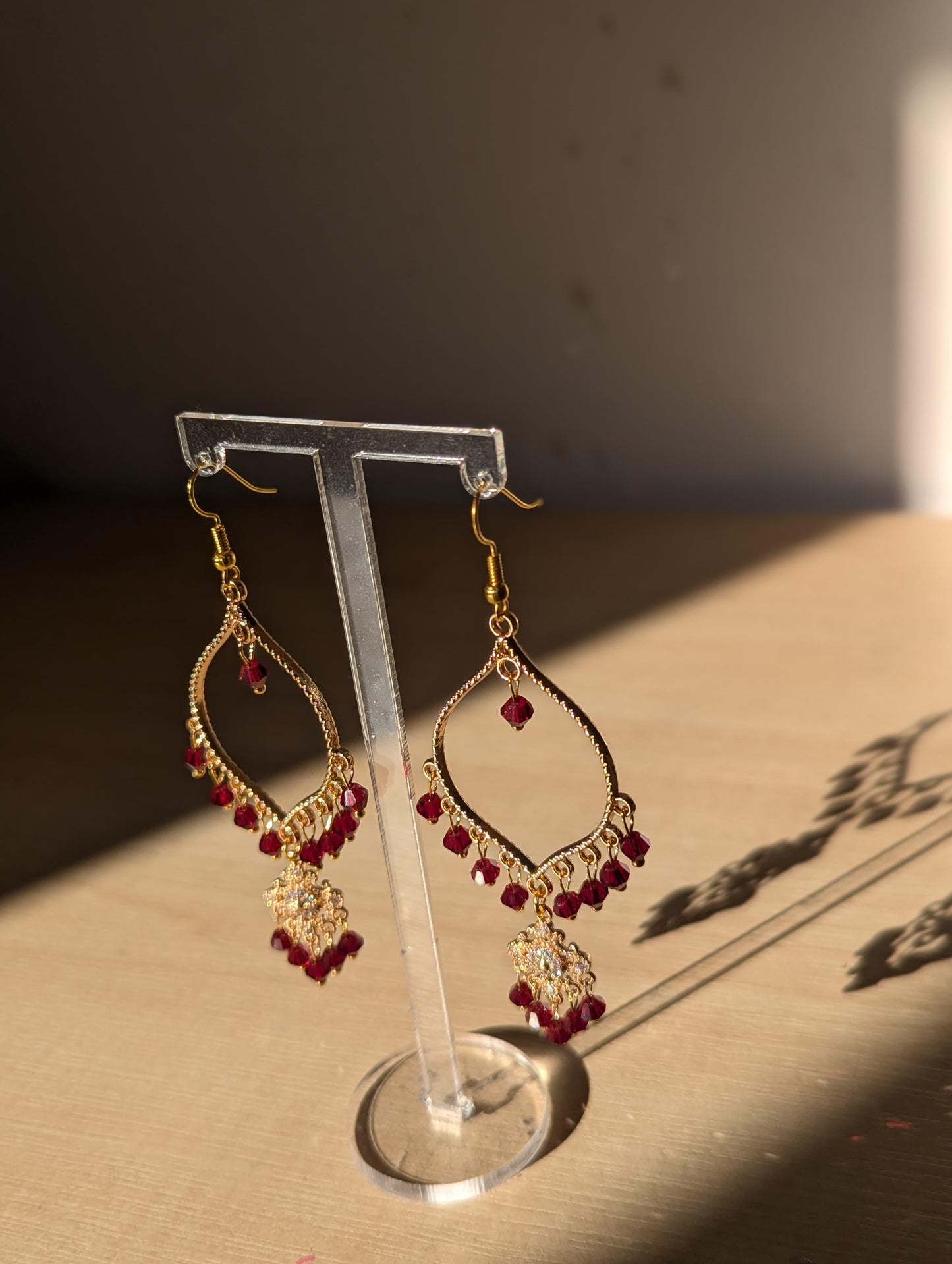 Maroon Dainty Drop Jhumka Earrings