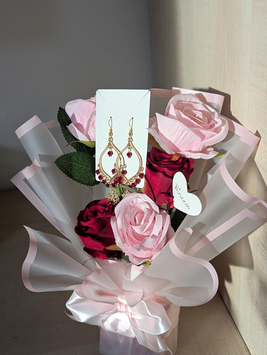 Pink and Red Jhumka Bouquet