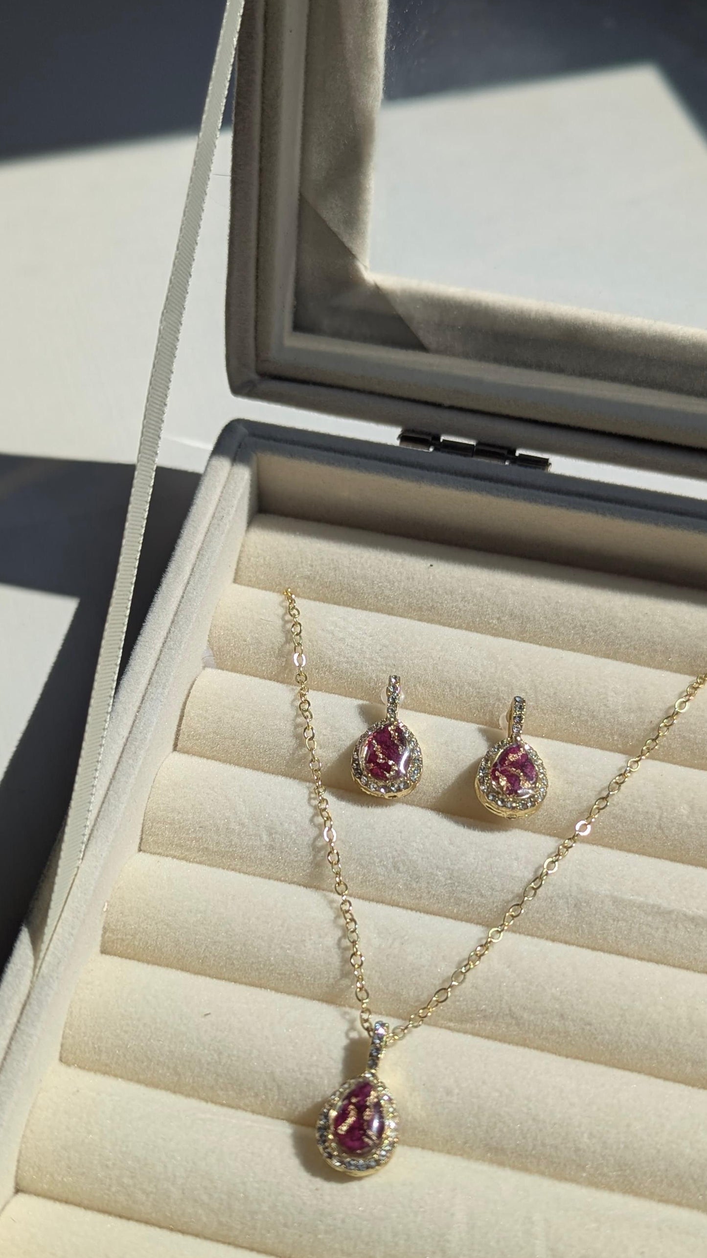 Custom Flower Earrings and Necklace set
