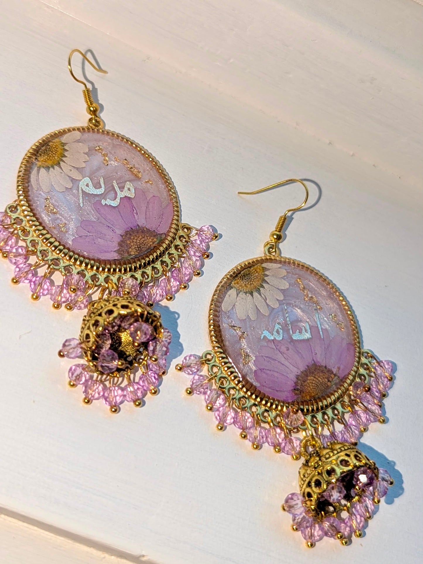 Him & Her Lilac Floral Name Jhumkas
