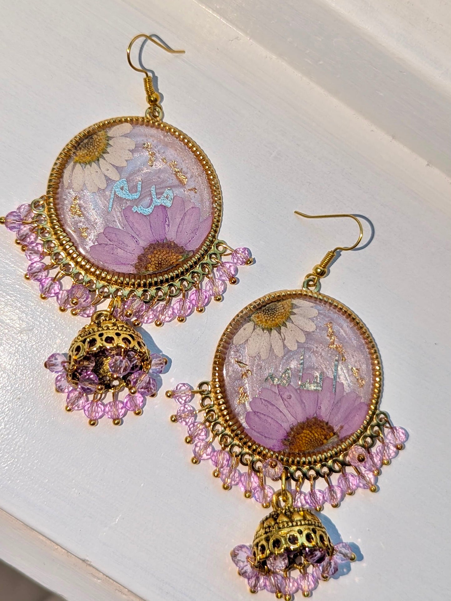 Him & Her Lilac Floral Name Jhumkas
