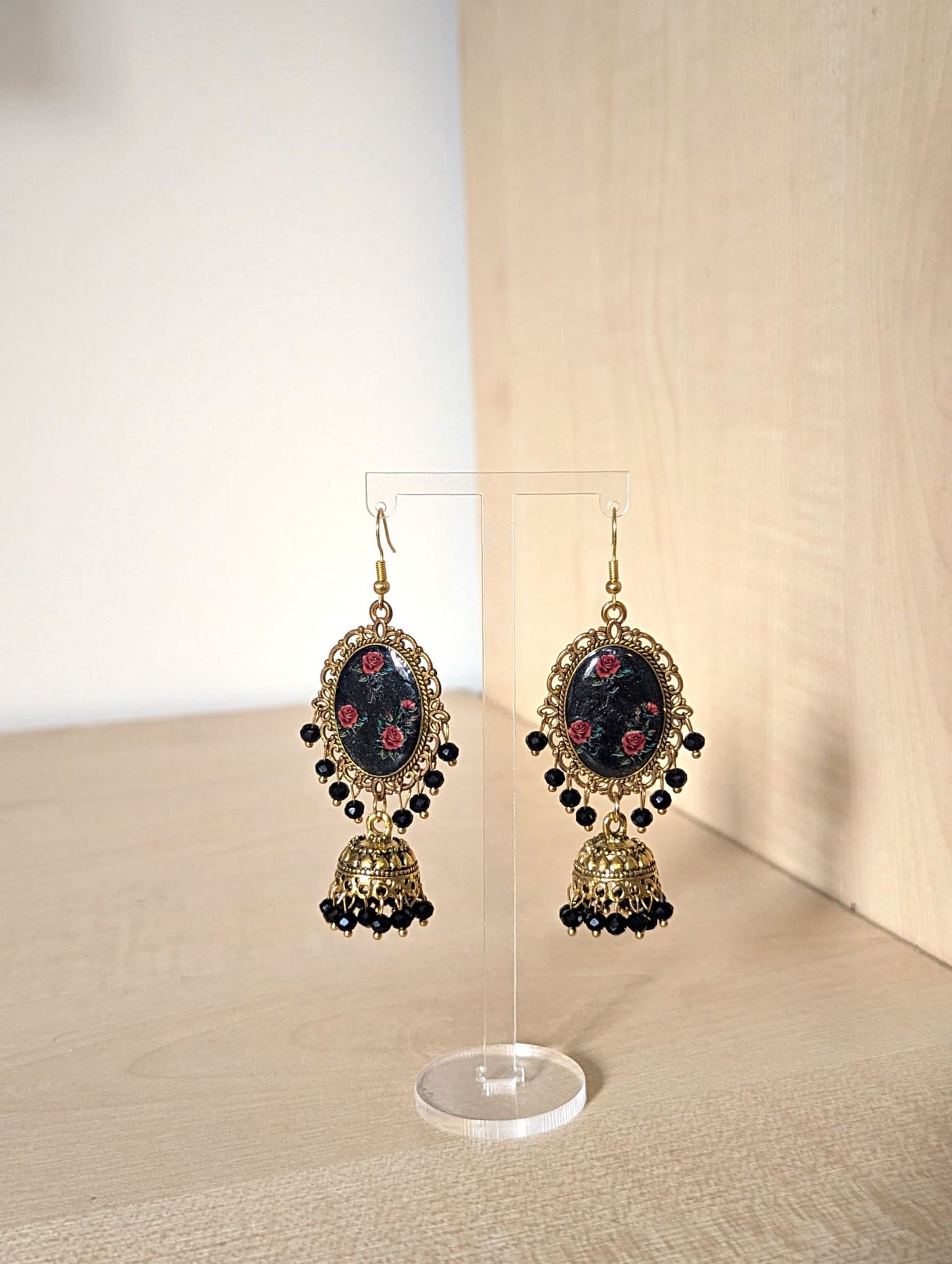 Black Red Roses Jhumkay