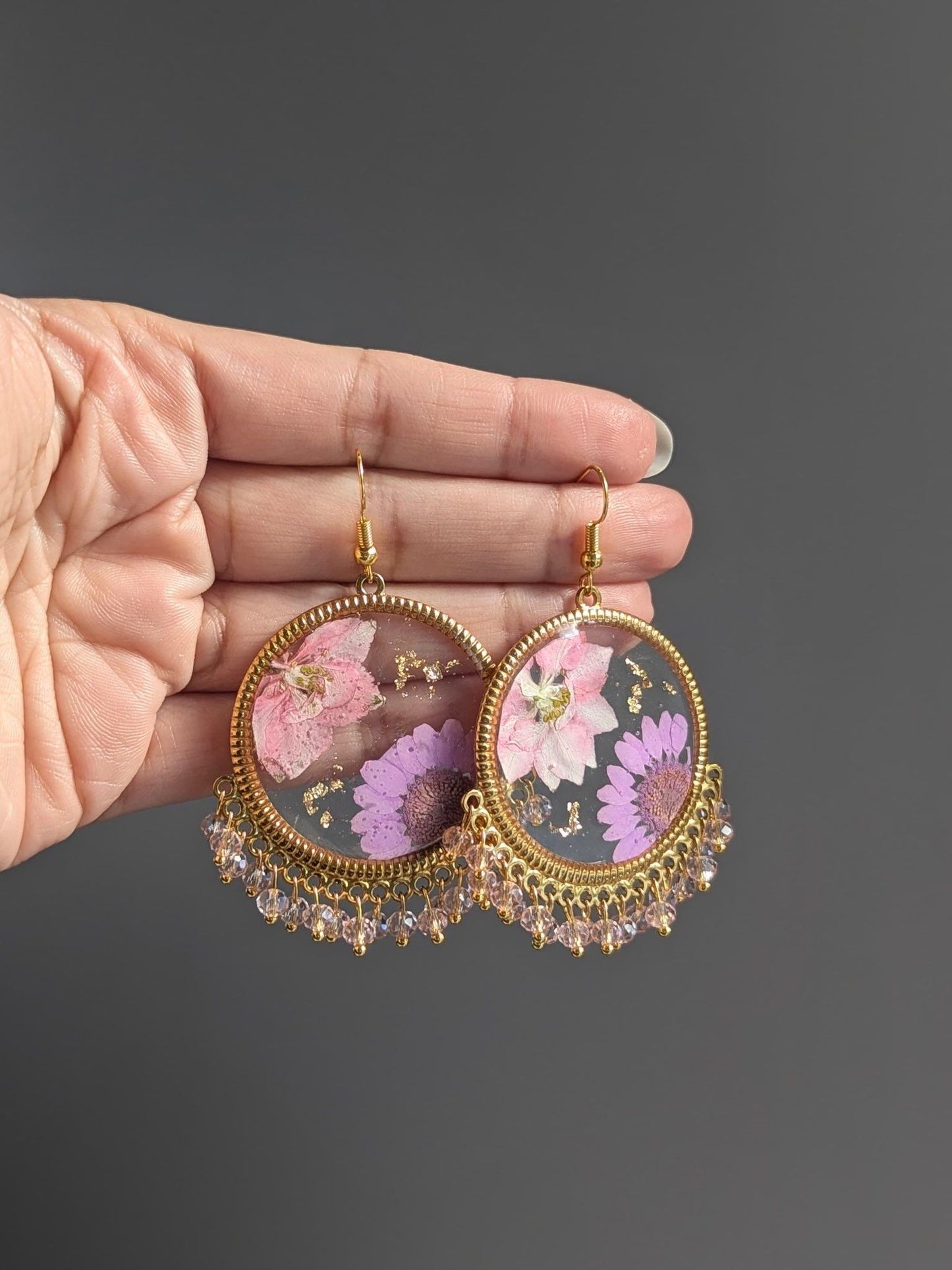 Pink and Lilac Floral Earrings