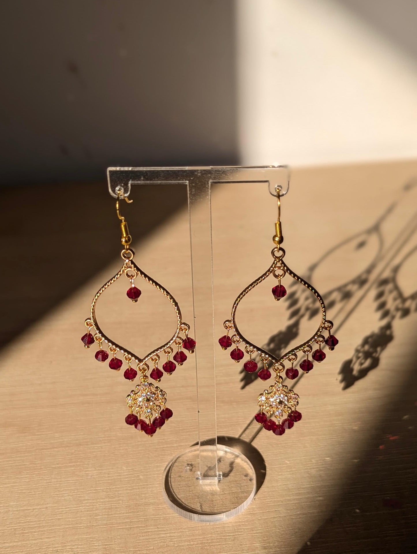 Maroon Dainty Drop Jhumka Earrings
